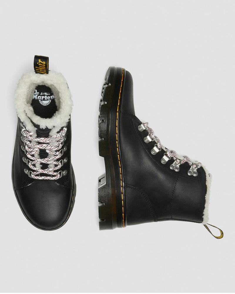 Black Women's Dr Martens Combs Faux Shearling Lined Casual Boots | CA 77FDN